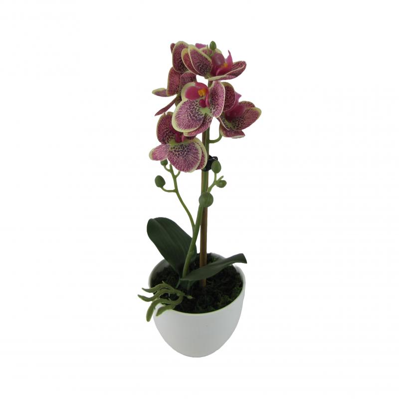 Sztuczny storczyk w doniczce 37cm cętki żółte (5 szt.)
